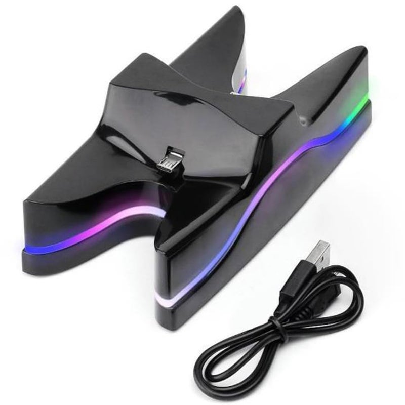 KlsyChry Dual Controller Charger Dock Station for PS4, Blue LED Charger Stand for PS4 Controller Dualshock 4 Charging Dock - Image 1
